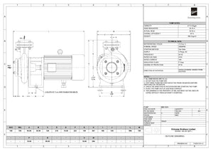 Kirloskar Mono Block Centrifugal Pump9.3KW/12.5HP Model KDI-1331+,  inlet/Outlet -100mm/100mm , EL. Motor  - 3Phase -415 V/3000 rpm , Body& Impaler :Cast Iron , Shaft : SS ,Sealing:-Mechanical Seal